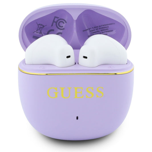 Brezžične slušalke Bluetooth Guess Glossy Gold Line Classic, TWS, Vijolične