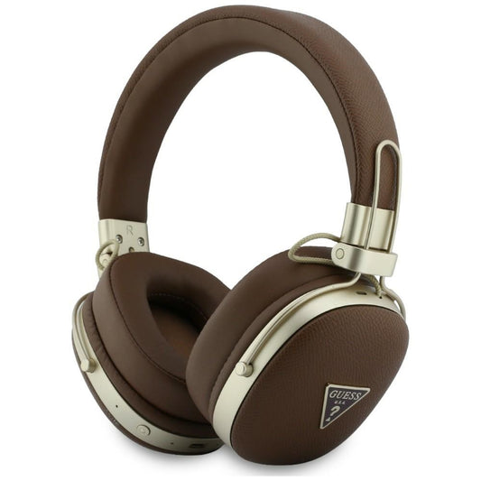 Brezžične slušalke Bluetooth Guess z zrnato trikotno logotipom, A2DP, rjave