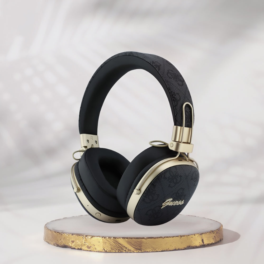 Brezžične slušalke Bluetooth Guess Metal 4G Script Logo, A2DP, Črne