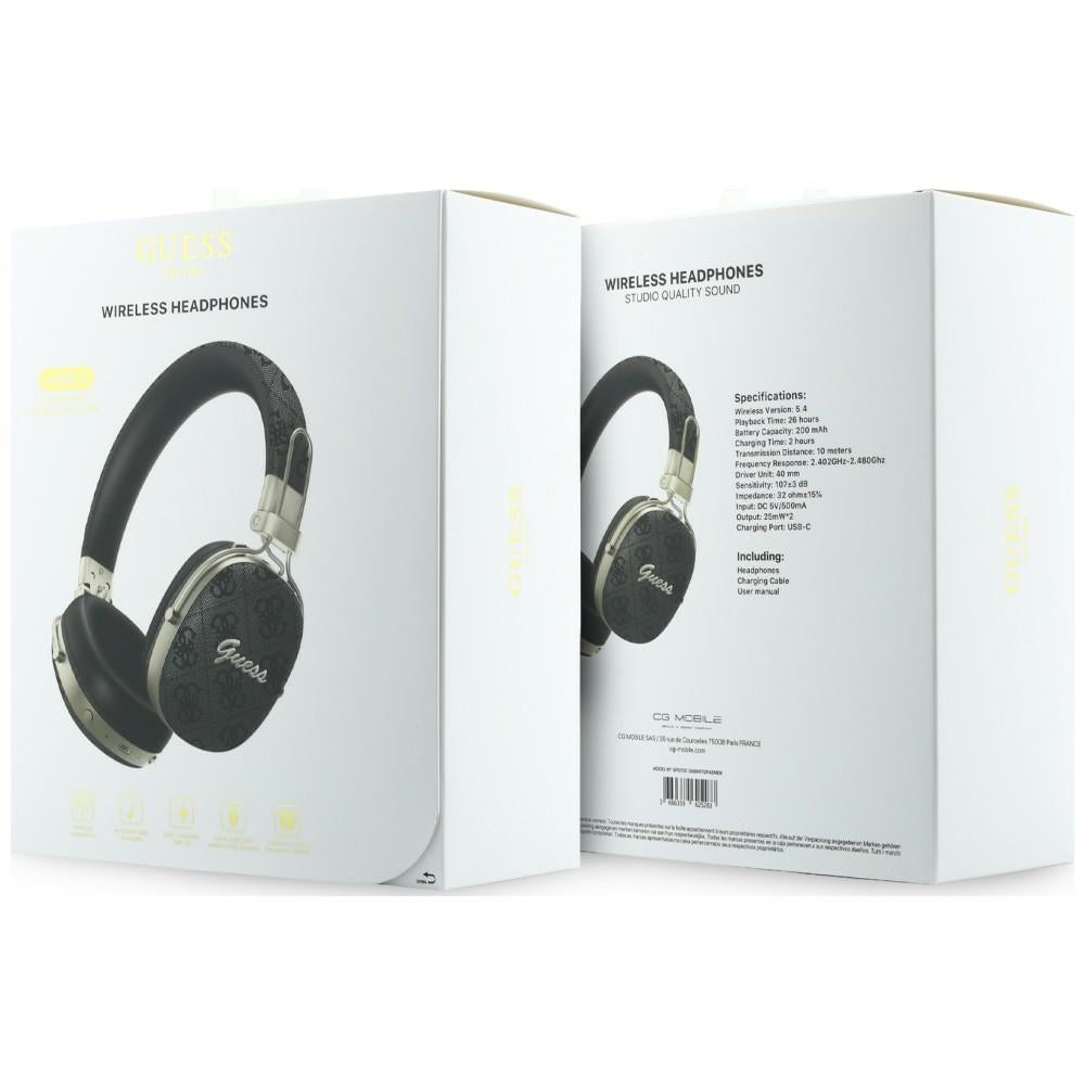 Brezžične slušalke Bluetooth Guess Metal 4G Script Logo, A2DP, Črne