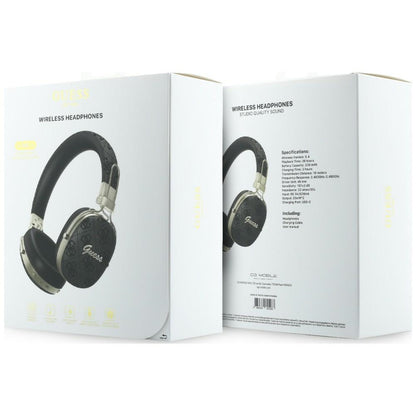 Brezžične slušalke Bluetooth Guess Metal 4G Script Logo, A2DP, Črne