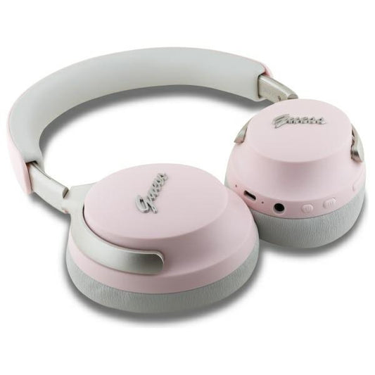 Brezžične slušalke Bluetooth Guess Metal Script Logo, A2DP, ANC, Roza