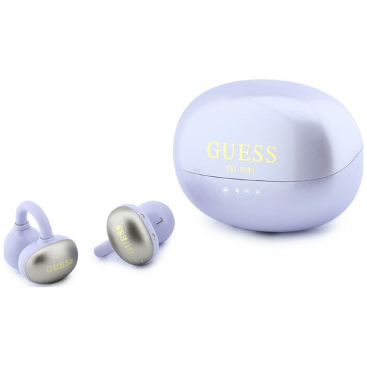 Brezžične slušalke Bluetooth Guess z metalnim zaključkom, elektropirani deli, klasične, TWS, vijolične