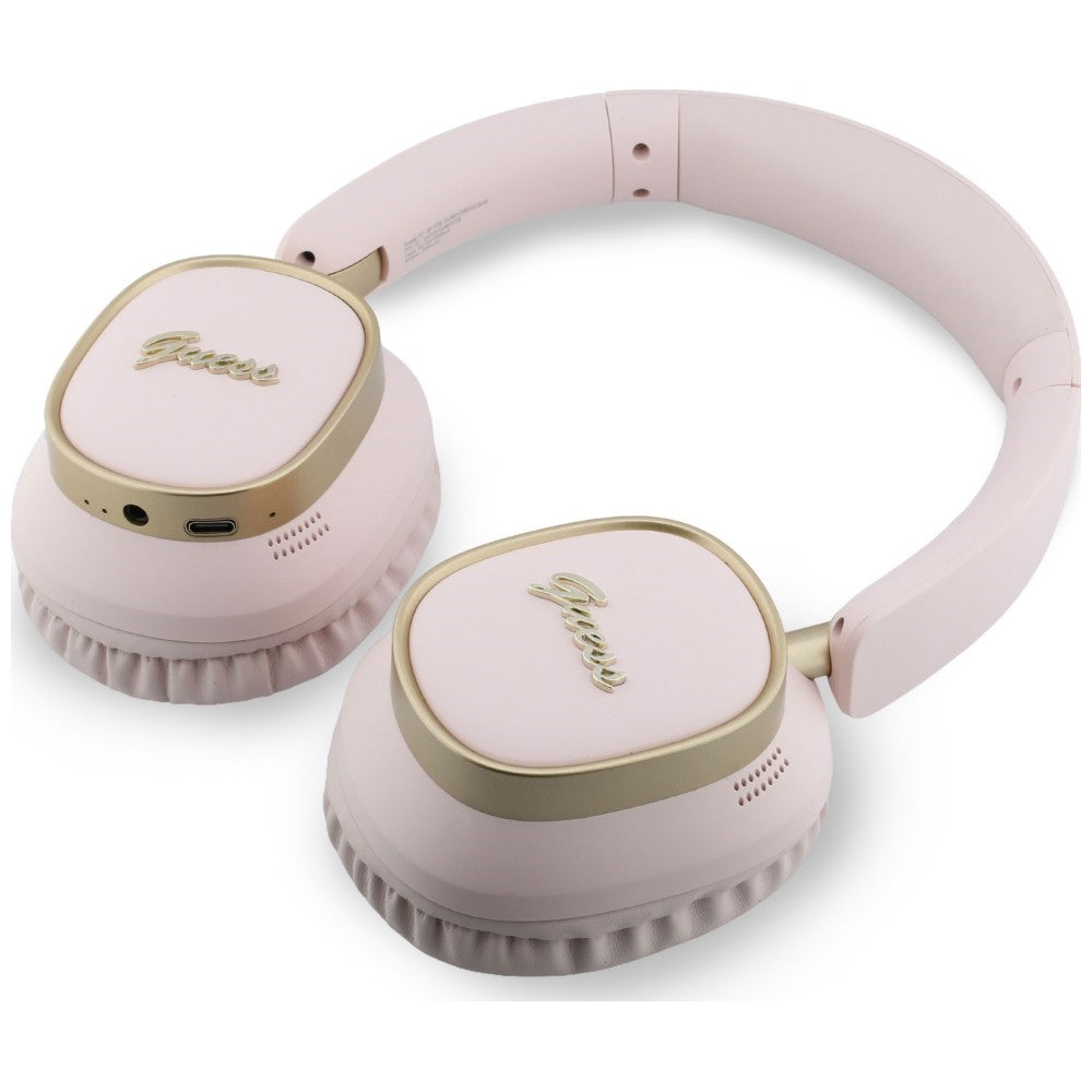 Brezžične slušalke Bluetooth Guess Rectangle Metal Script, A2DP, roza