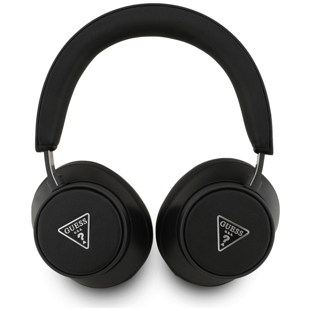 Brezžične slušalke Bluetooth Guess Saffiano Triangle Logo, A2DP, črna