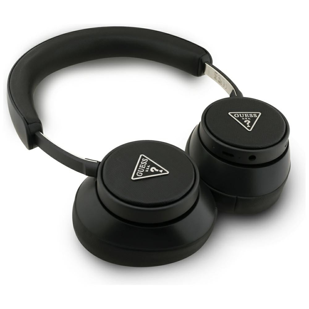 Brezžične slušalke Bluetooth Guess Saffiano Triangle Logo, A2DP, črna