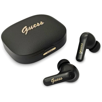 Brezžične slušalke Bluetooth Guess Script Metal Logo, TWS, črne