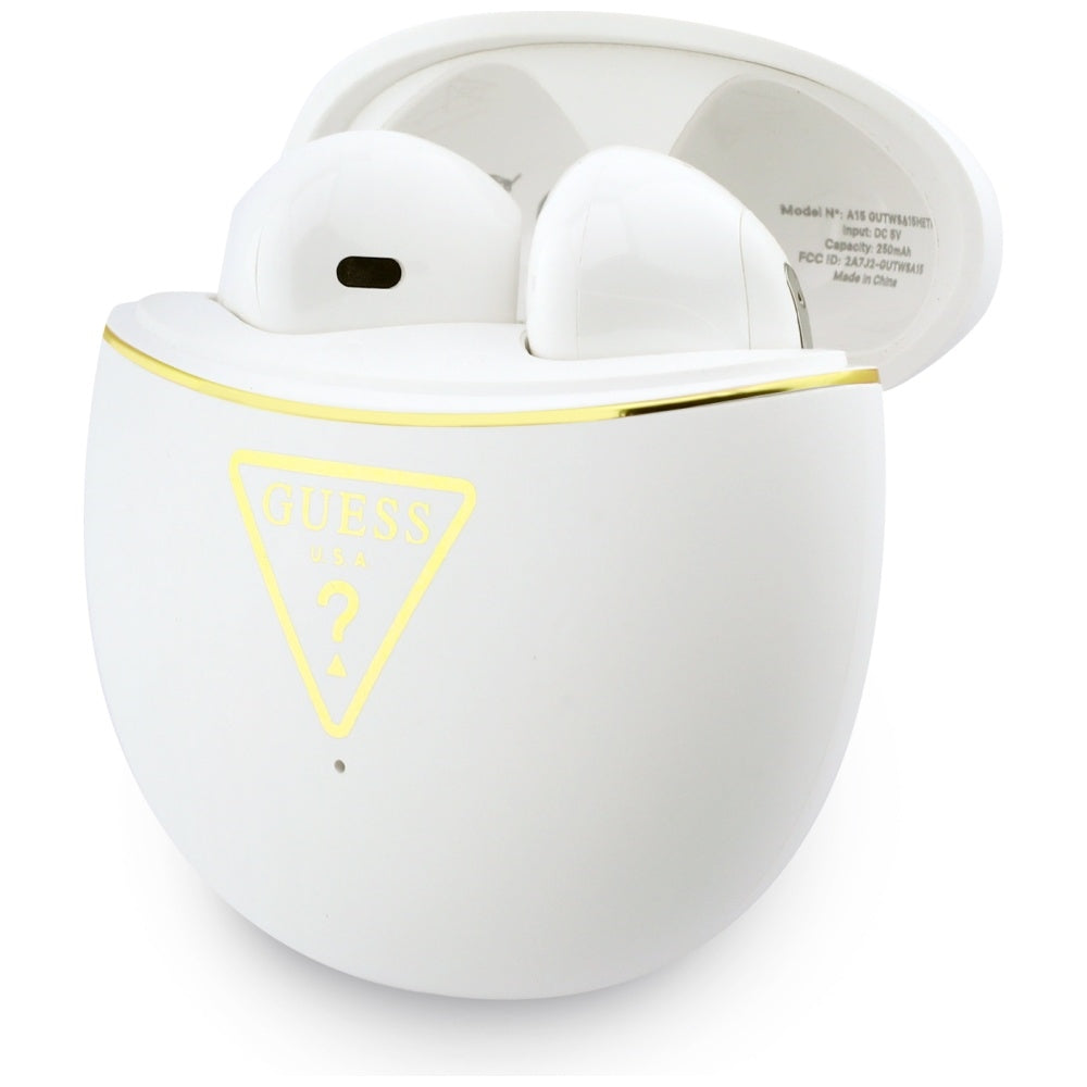 Brezžične slušalke Bluetooth Guess Script Print, TWS, Bela