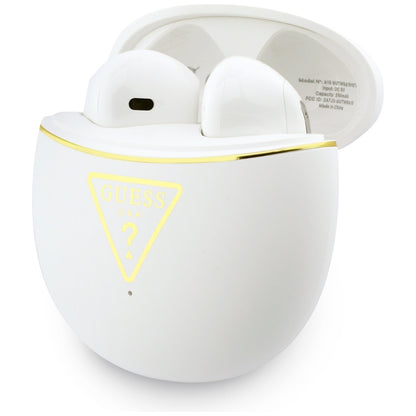Brezžične slušalke Bluetooth Guess Script Print, TWS, Bela