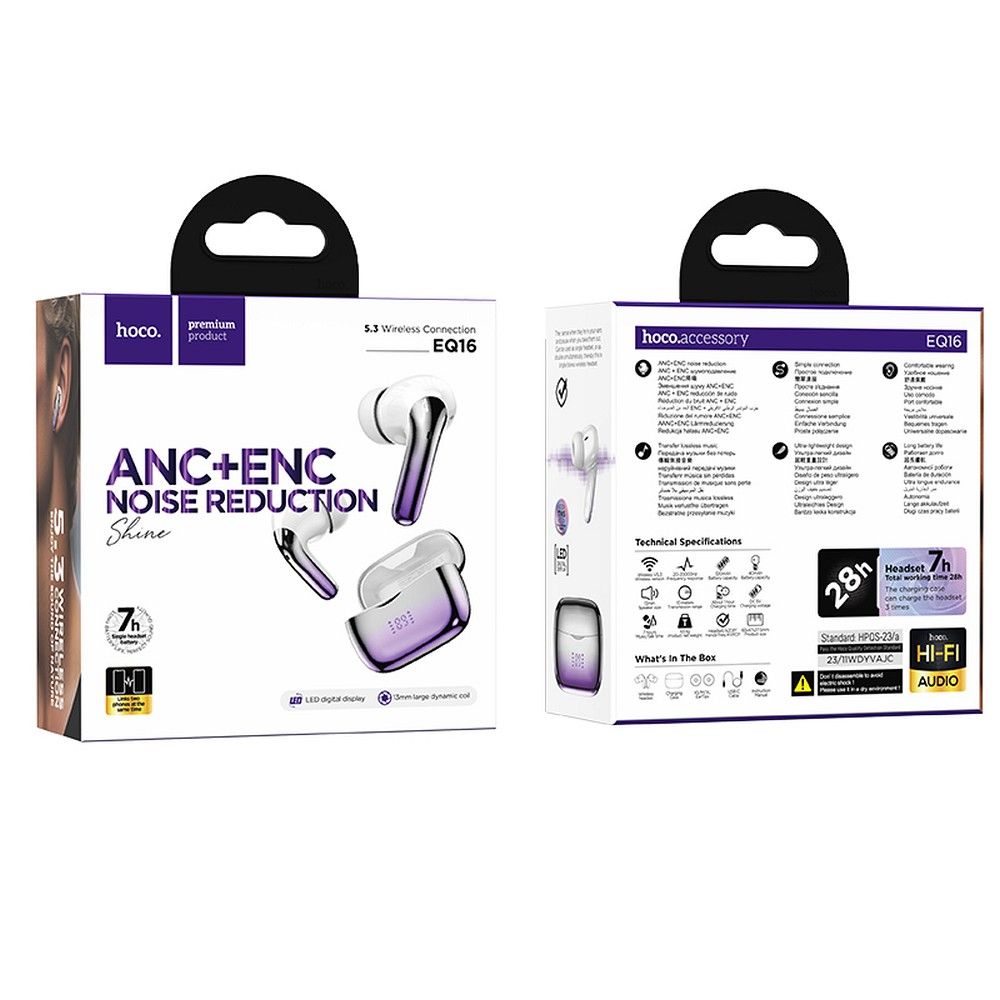 Handsfree Bluetooth Handsfree HOCO EQ16, TWS, ANC, Mov 