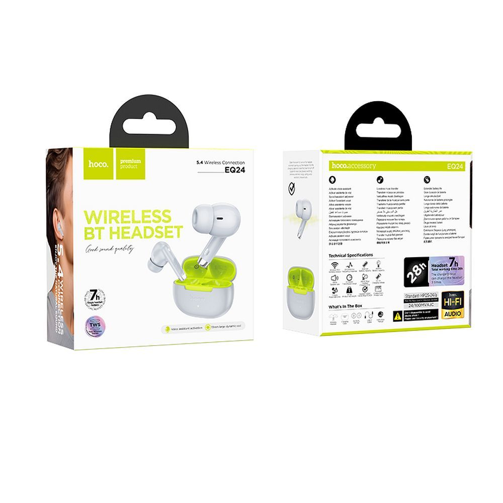 Brezžične slušalke Bluetooth HOCO EQ24, TWS, sive