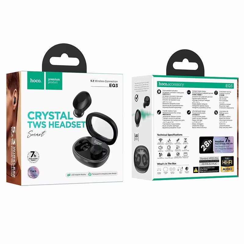 Brezžične slušalke Bluetooth HOCO EQ3, TWS, črne