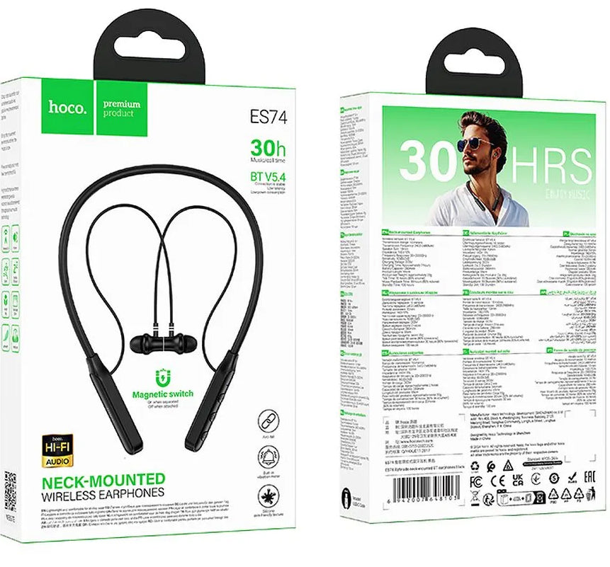 Brezžične slušalke Bluetooth HOCO ES74, A2DP, črne