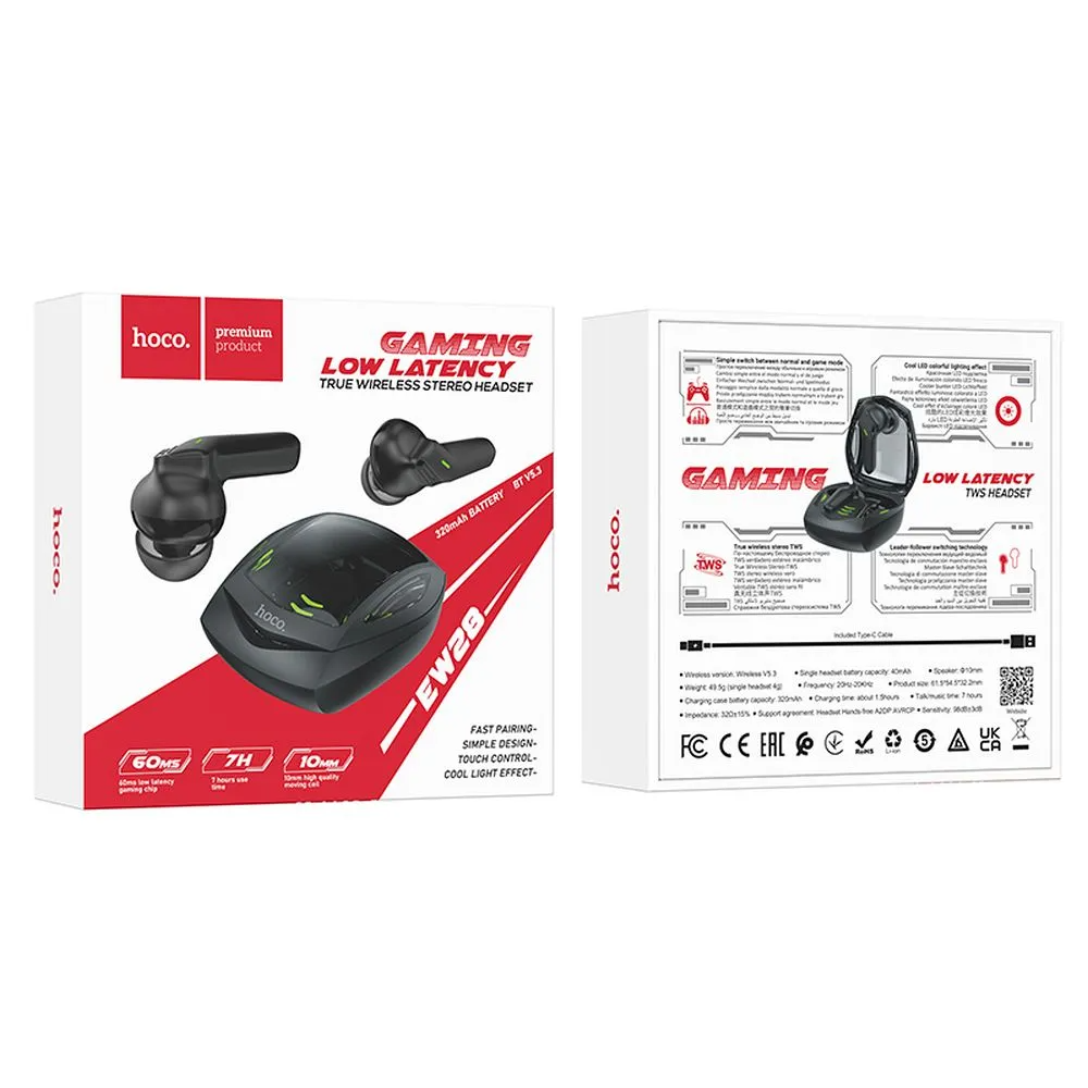 Brezžične slušalke Bluetooth HOCO EW28, TWS, črne
