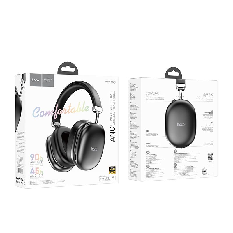 Brezžične slušalke Bluetooth HOCO W35 Max, A2DP, ANC, črne