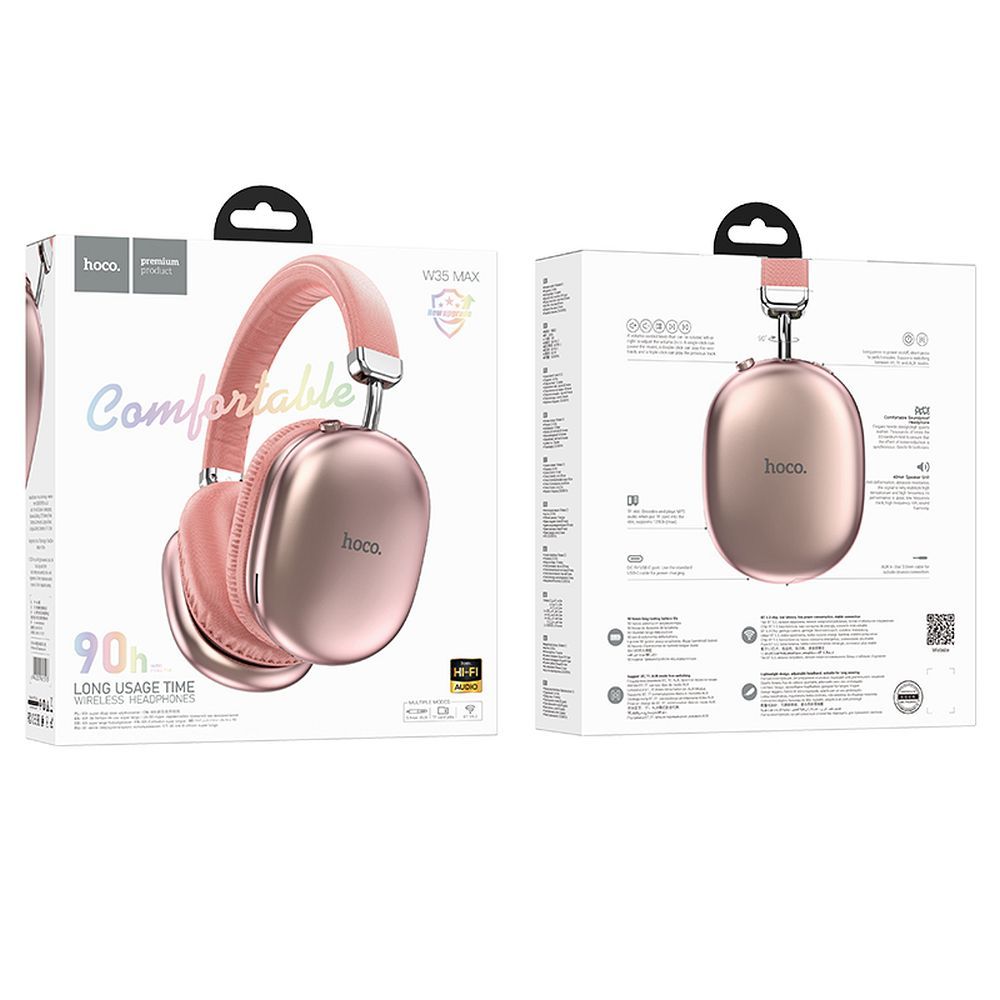 Brezžične slušalke Bluetooth HOCO W35 Max, A2DP, roza