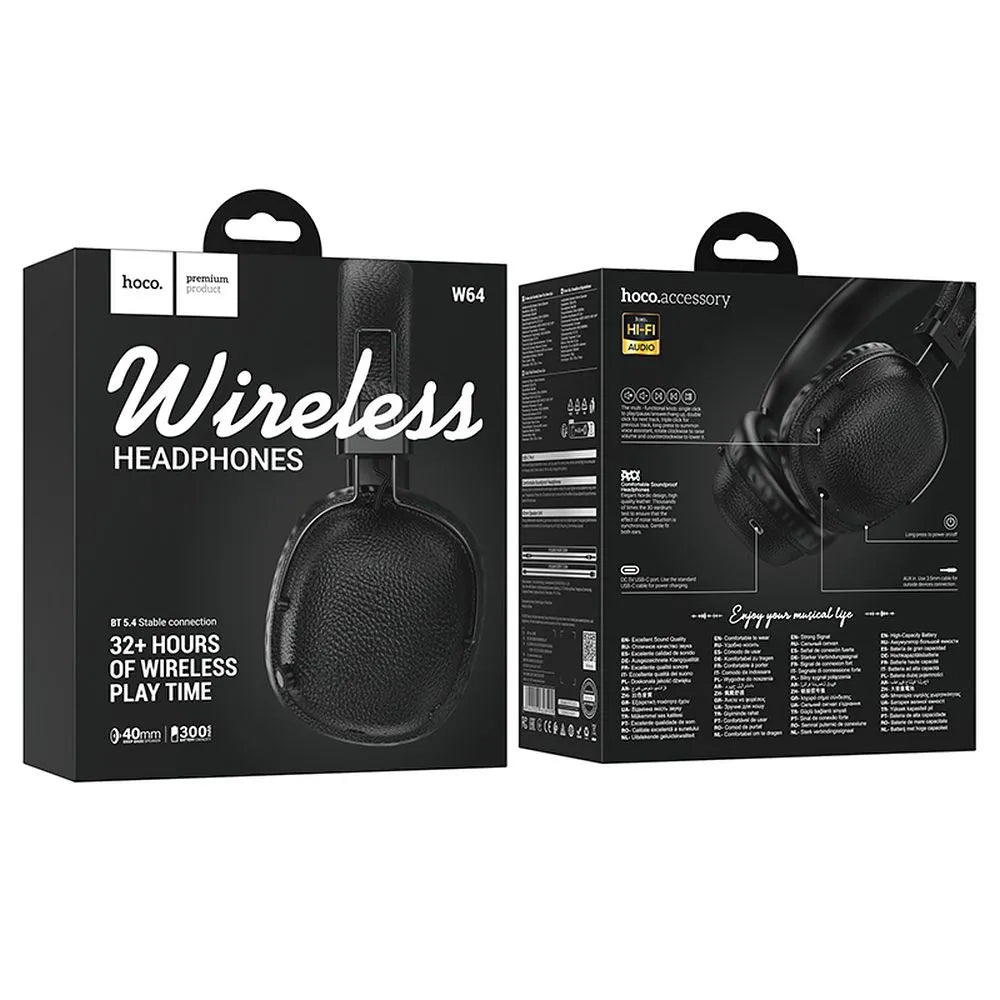 Brezžične slušalke Bluetooth HOCO W64, A2DP, črne