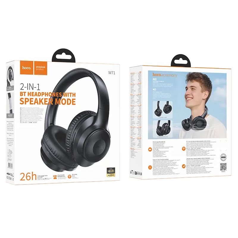 Brezžične slušalke Bluetooth HOCO W71, A2DP, črne