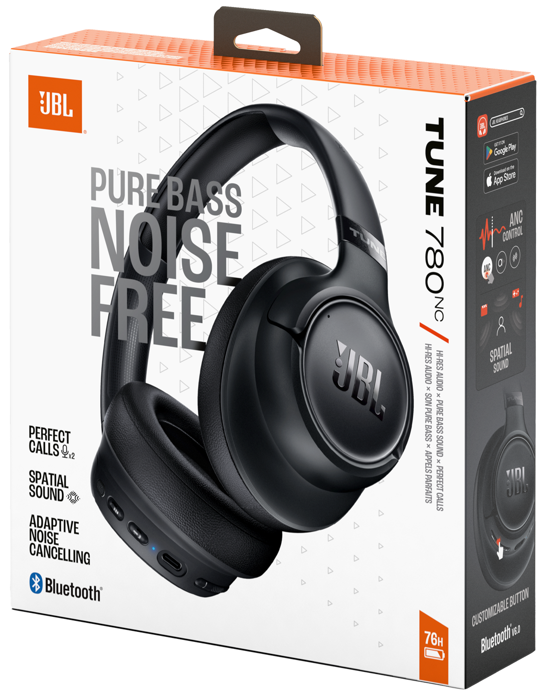 Handsfree Bluetooth JBL Tune 780NC, MultiPoint, A2DP, ANC, Črna JBLT780NCBLK