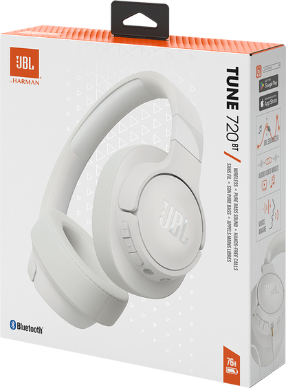 Brezžične slušalke Bluetooth JBL Tune 720BT, MultiPoint, A2DP, bele, ponovno zapakirane JBLT720BTWHT