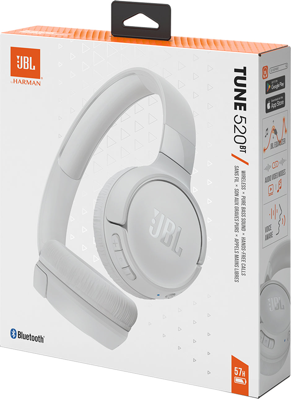 Handsfree Bluetooth JBL Tune 520BT, MultiPoint, A2DP, bela JBLT520BTBTWWHT
