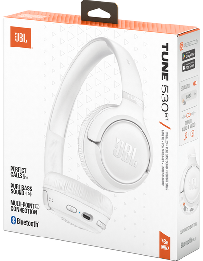 Brezžične slušalke Bluetooth JBL Tune 530BT, MultiPoint, A2DP, Bela