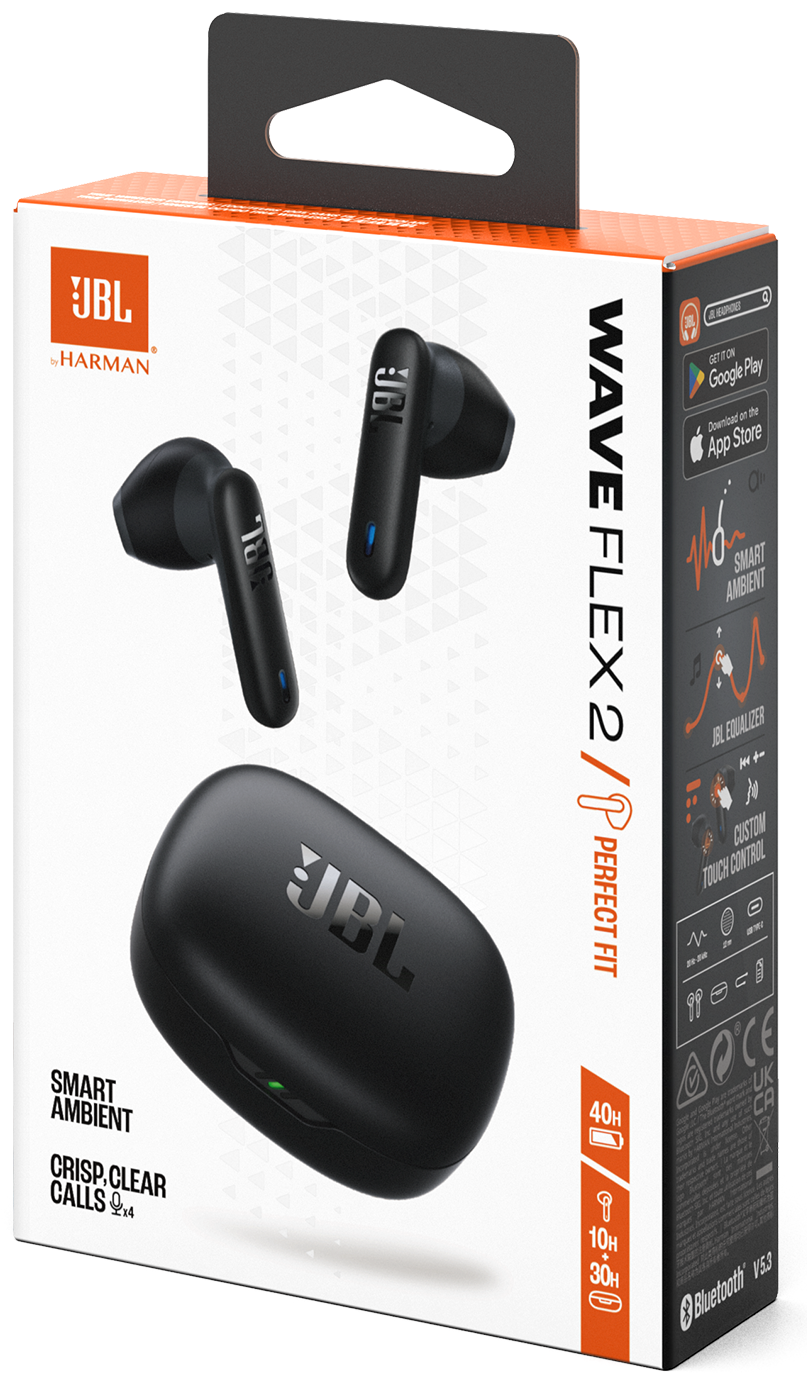 Handsfree Bluetooth JBL Wave Flex 2, TWS, ANC, MultiPoint, Črna JBLWFLEX2BLK