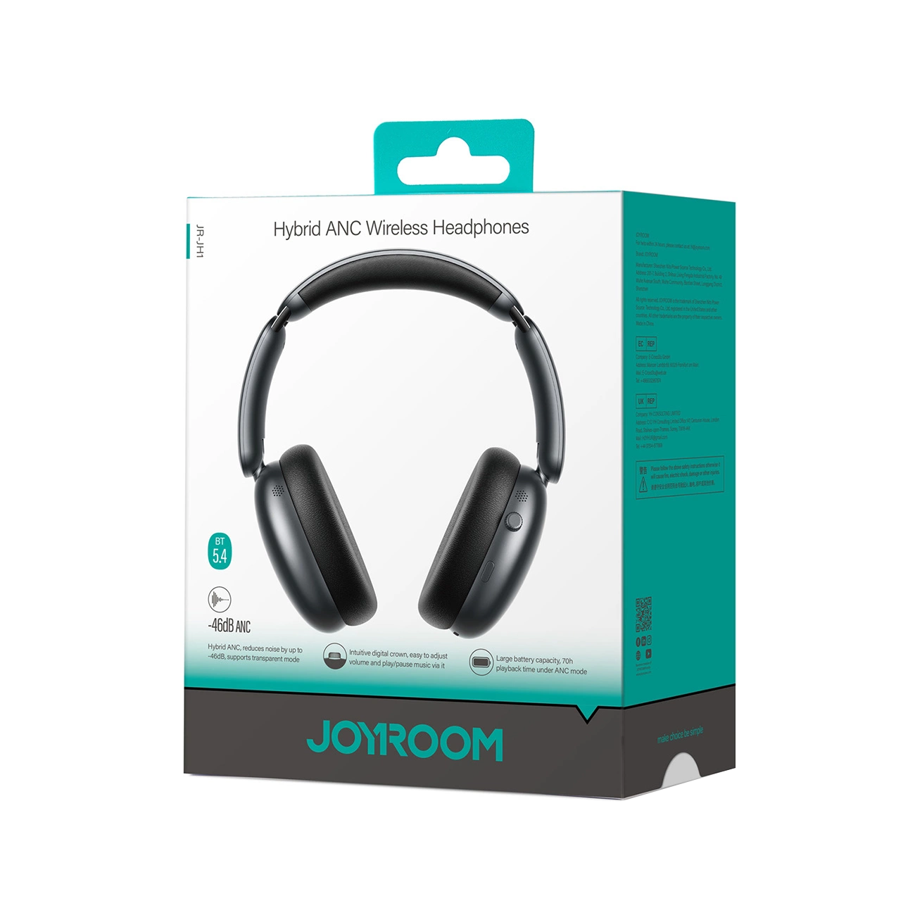 Bluetooth prostoročne slušalke Joyroom JR-JH1, A2DP, ANC, črne