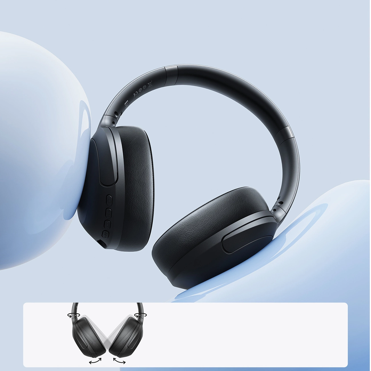 Bluetooth prostoročne slušalke Joyroom JR-JH2, A2DP, ANC, Črne