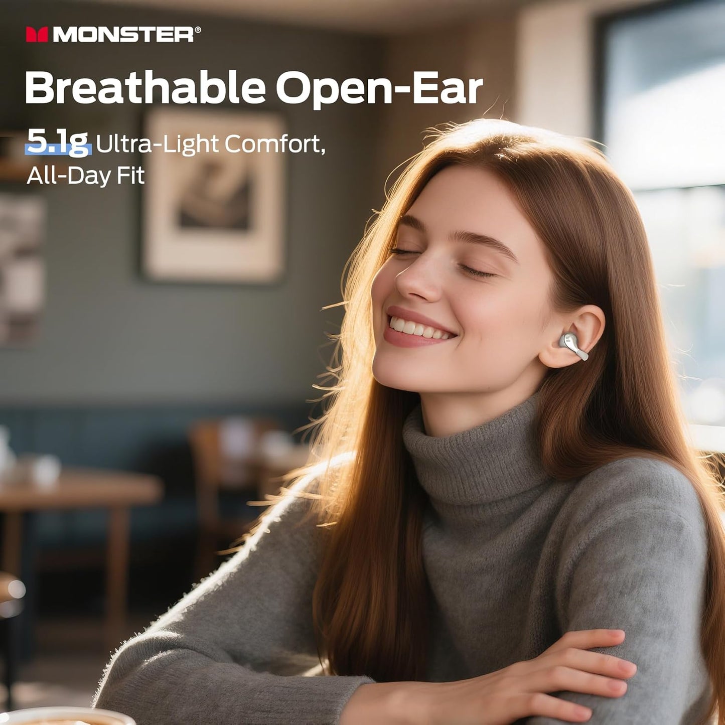 Bluetooth prostoročni Monster AC225, TWS, svetlo krem