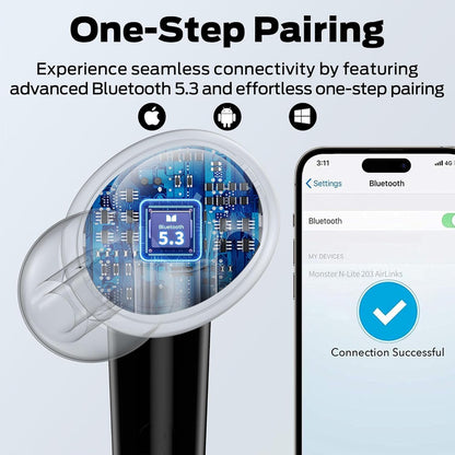 Bluetooth prostoročni Monster N-Lite 203 AirLinks, TWS, črna