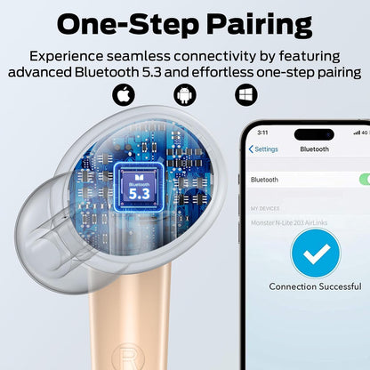 Bluetooth prostoročni Monster N-Lite 203 AirLinks, TWS, zlata