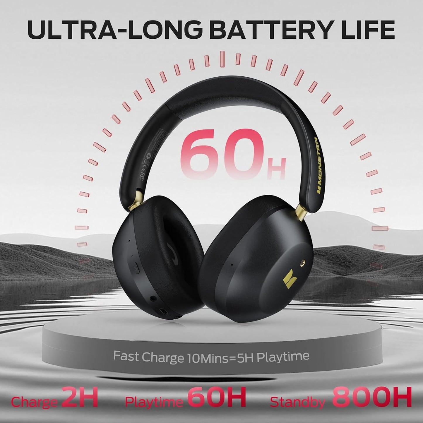 Bluetooth prostoročni Monster Persona 6th, MultiPoint, A2DP, ANC, Črna