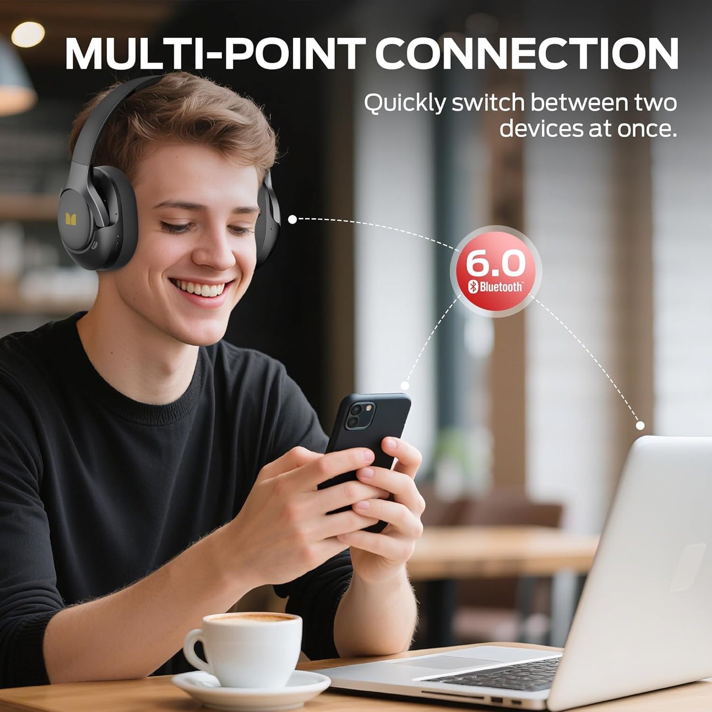 Bluetooth prostoročni Monster Persona 5th, MultiPoint, A2DP, ANC, Črna