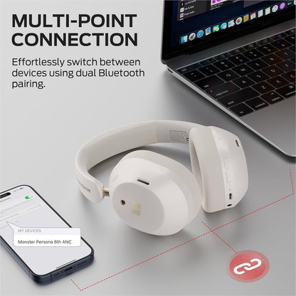 Bluetooth prostoročni Monster Persona 6th, MultiPoint, A2DP, ANC, Bela