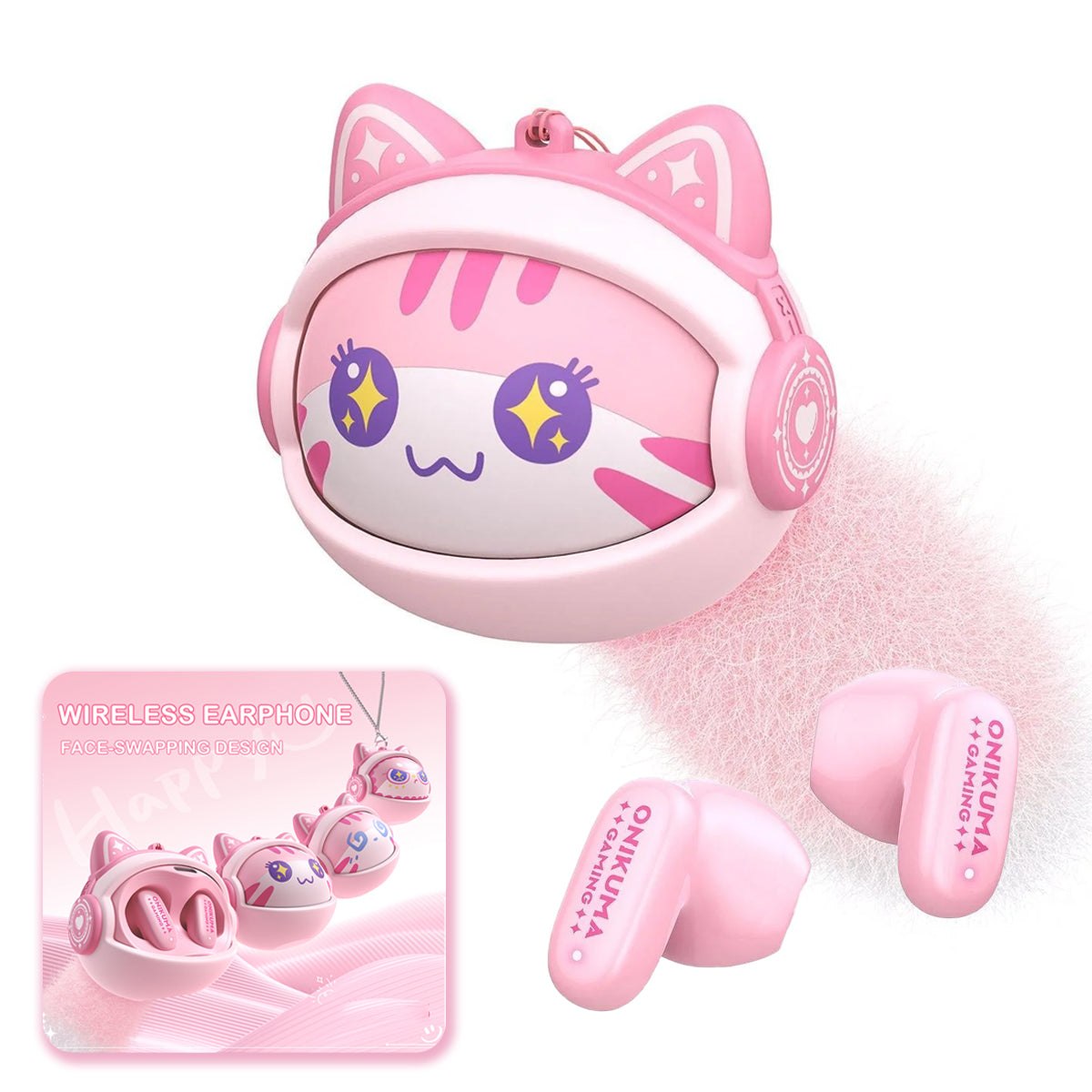 Bluetooth prostoročne slušalke Onikuma TX603, TWS, roza