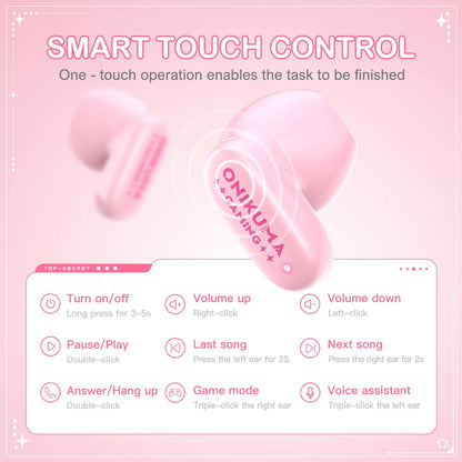 Bluetooth prostoročne slušalke Onikuma TX603, TWS, roza