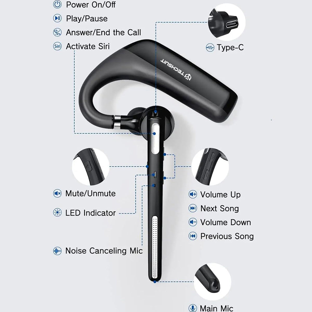 Brezžični Bluetooth Techsuit PowerTalks G6, MultiPoint, A2DP, Črno