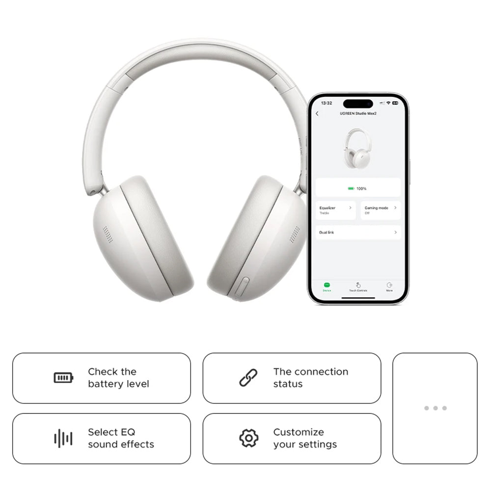 Brezžične slušalke Bluetooth UGREEN HiTune Max 2 HP205, MultiPoint, A2DP, ANC, črne