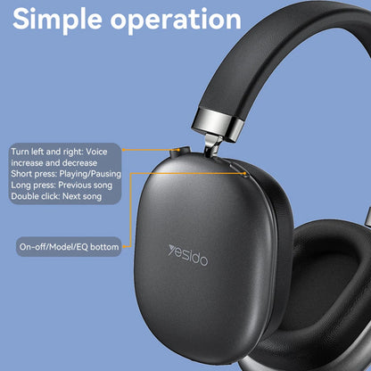 Handsfree Bluetooth Yesido EP05, A2DP, ANC, Črna