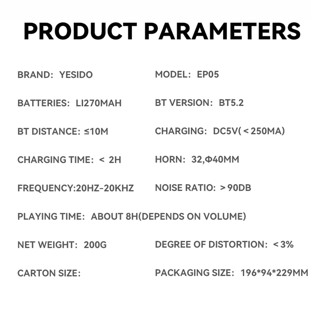 Handsfree Bluetooth Yesido EP05, A2DP, ANC, Črna
