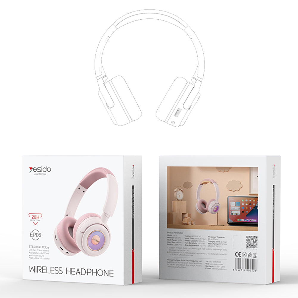Handsfree Bluetooth Yesido EP06 Kids, A2DP, Črna