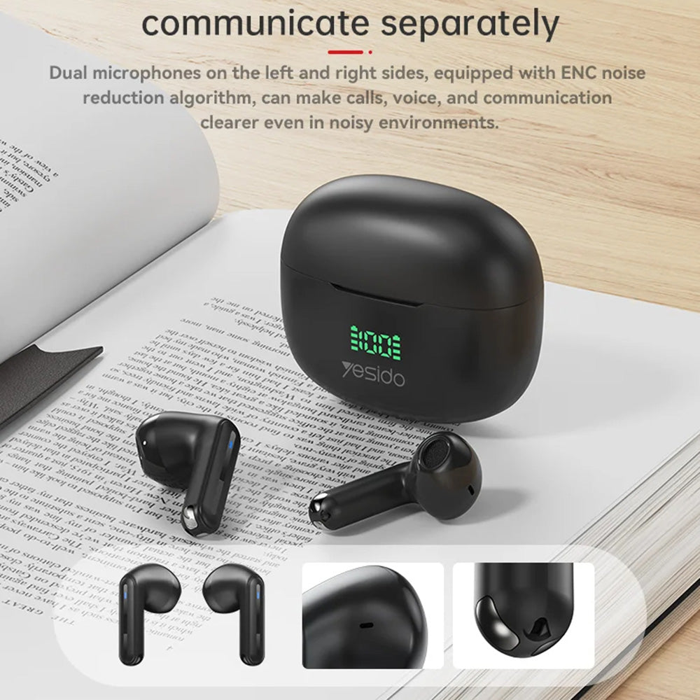 Brezžične slušalke Bluetooth Yesido TWS19, TWS, črne