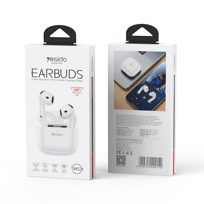 Brezžične slušalke Bluetooth Yesido TWS31, TWS, bele
