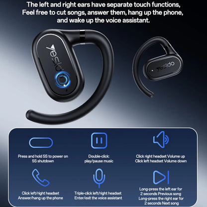 Handsfree Bluetooth Yesido YSP25, TWS, Črn