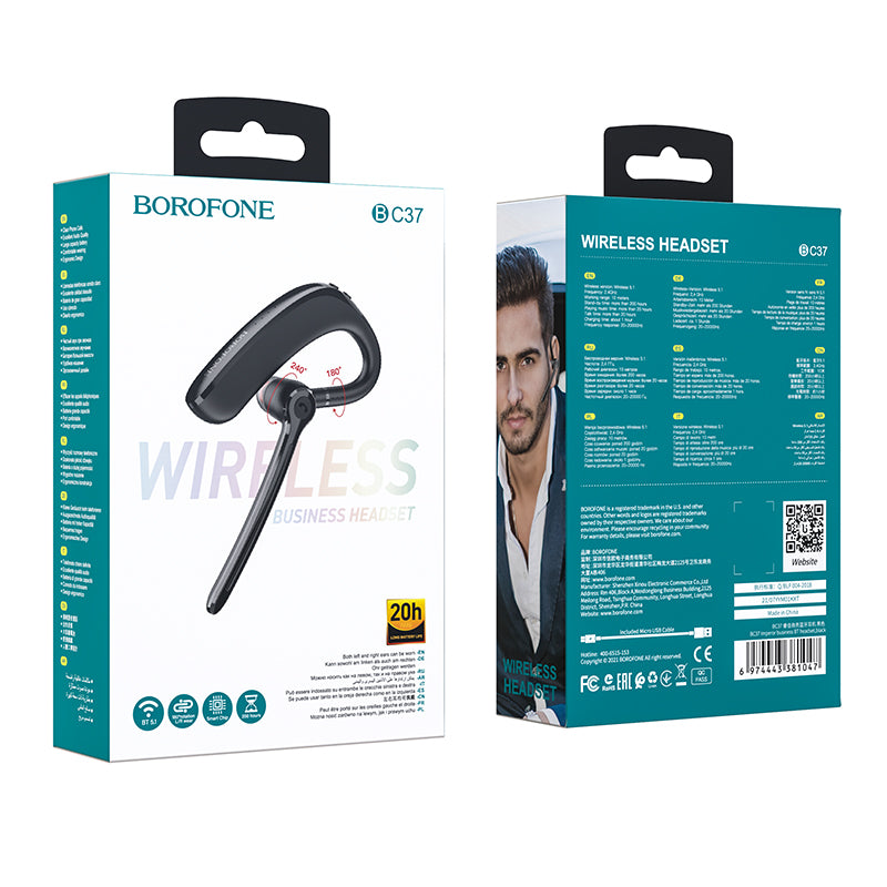 Bluetooth prostoročni Borofone BC37 Imperor, A2DP, Črn