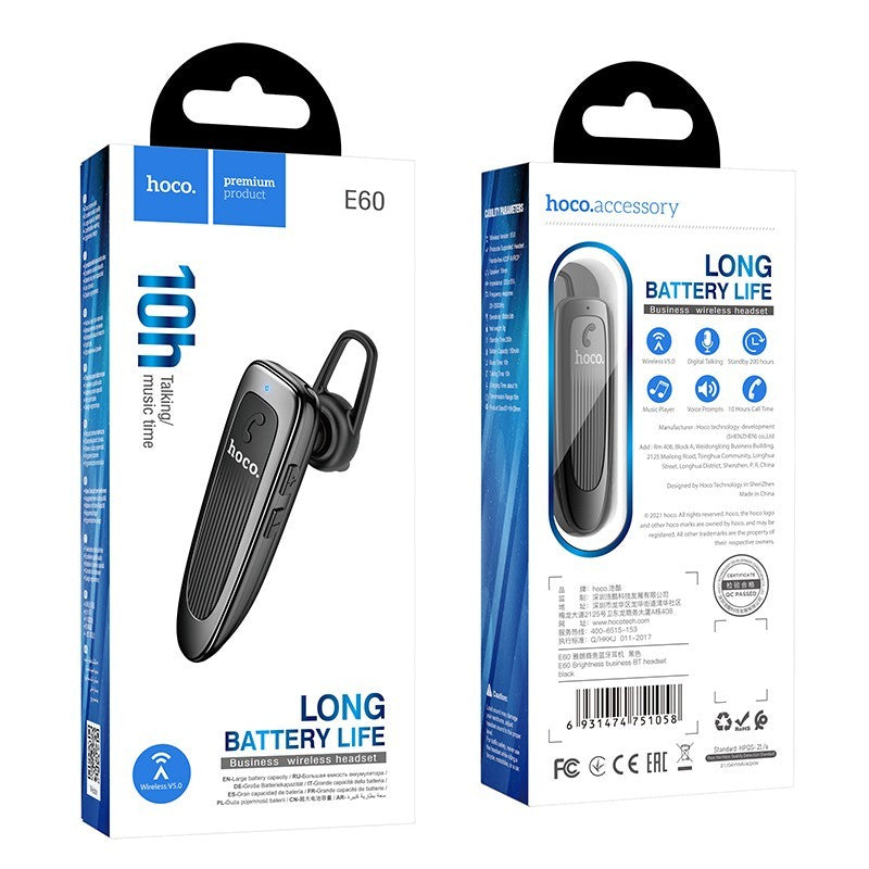 Bluetooth prostoročni HOCO E60 Brightness, A2DP, Črna