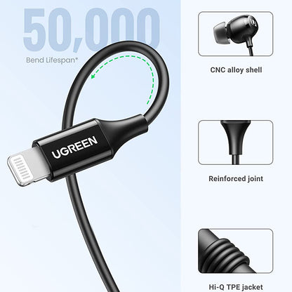 Handsfree Lightning UGREEN 30631, Črn