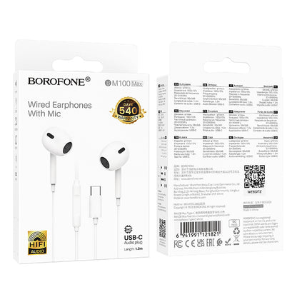 Handsfree USB-C Borofone BM100 Max Fuente, Bela
