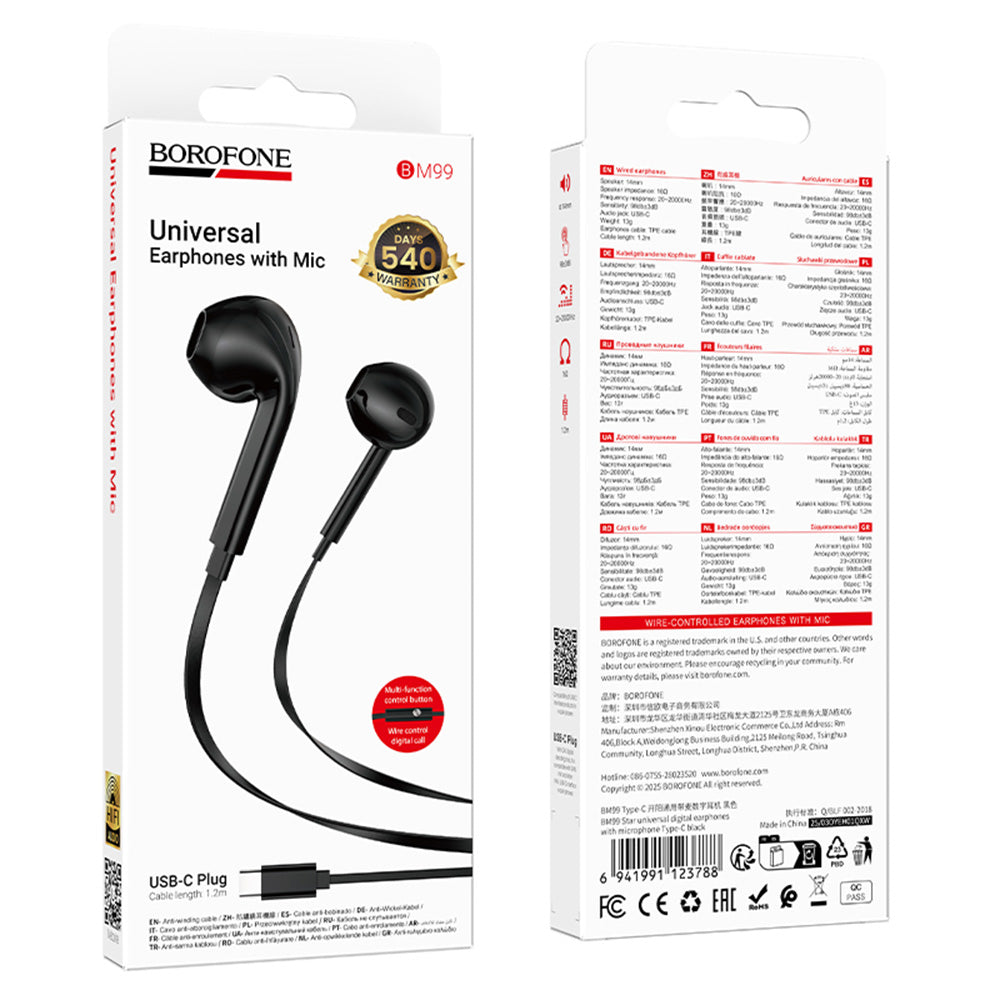 Handsfree USB-C Borofone BM99 Star, Black